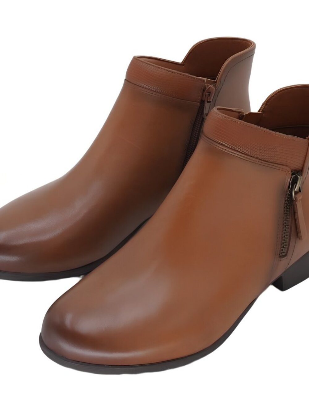 Rockport Carly Women's Side Zip Ankle Bootie Medium Natural Leather 9W - Picture 2 of 6